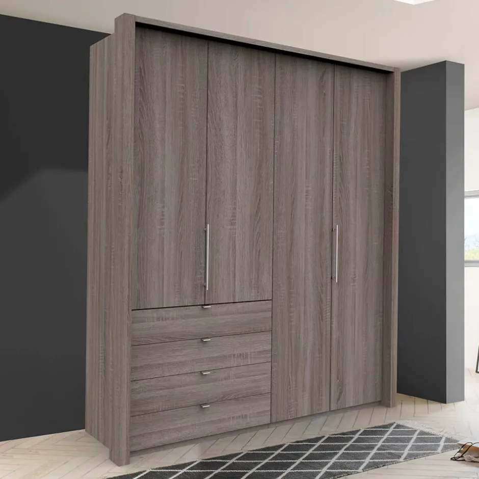 Schlafzimmer Kleiderschrank in Eiche dunkel - Crenba^Wohnen