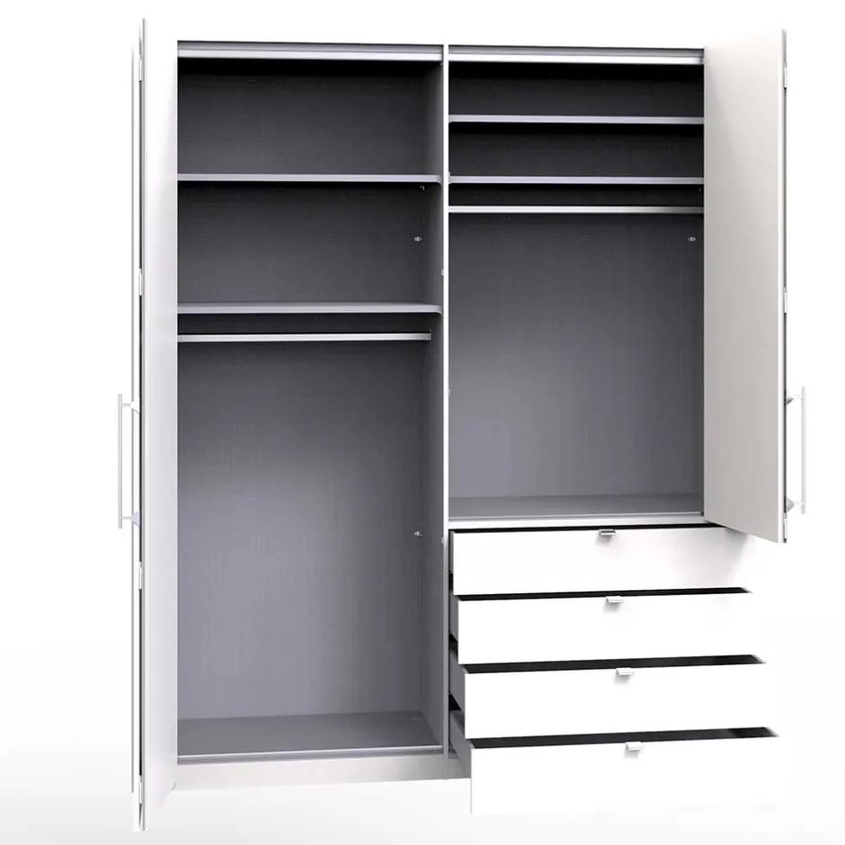 Schlafzimmer Kombi-Kleiderschrank in Weiß - Dolienca^Wohnen Sale