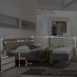 Wohnen Schlafzimmer Komplettset Crenba in Creme (vierteilig)