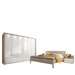 Wohnen Schlafzimmer Komplettset Bosays in Weiß Eiche Sonoma (vierteilig)