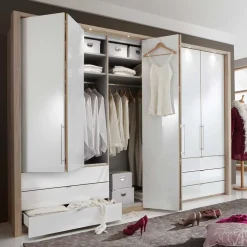 Wohnen Schlafzimmer Komplettset Bosays in Weiß Eiche Sonoma (vierteilig)