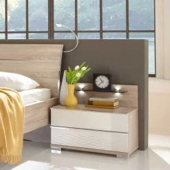 Wohnen Schlafzimmer Komplettset Bosays in Weiß Eiche Sonoma (vierteilig)