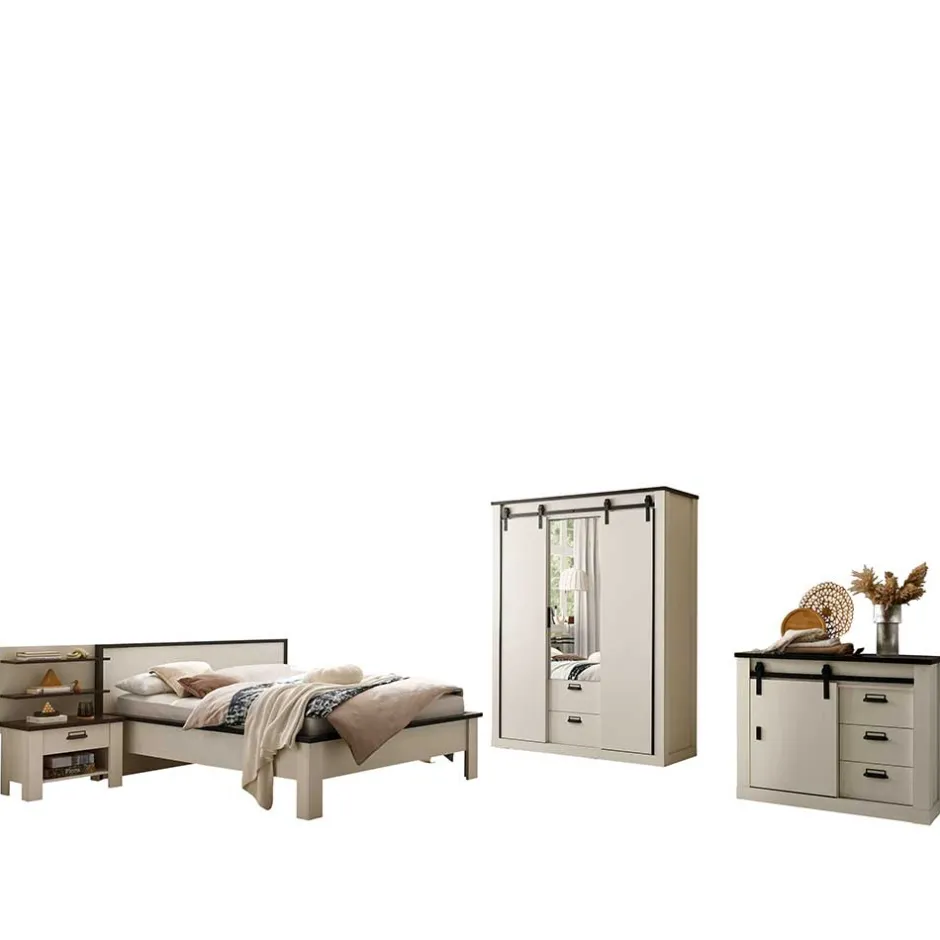 Wohnen Schlafzimmer Möbel komplett in Weiß - Tramos (vierteilig)