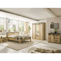 Wohnen Schlafzimmer mit 140x200 Bett Set - Naiavio (fünfteilig)