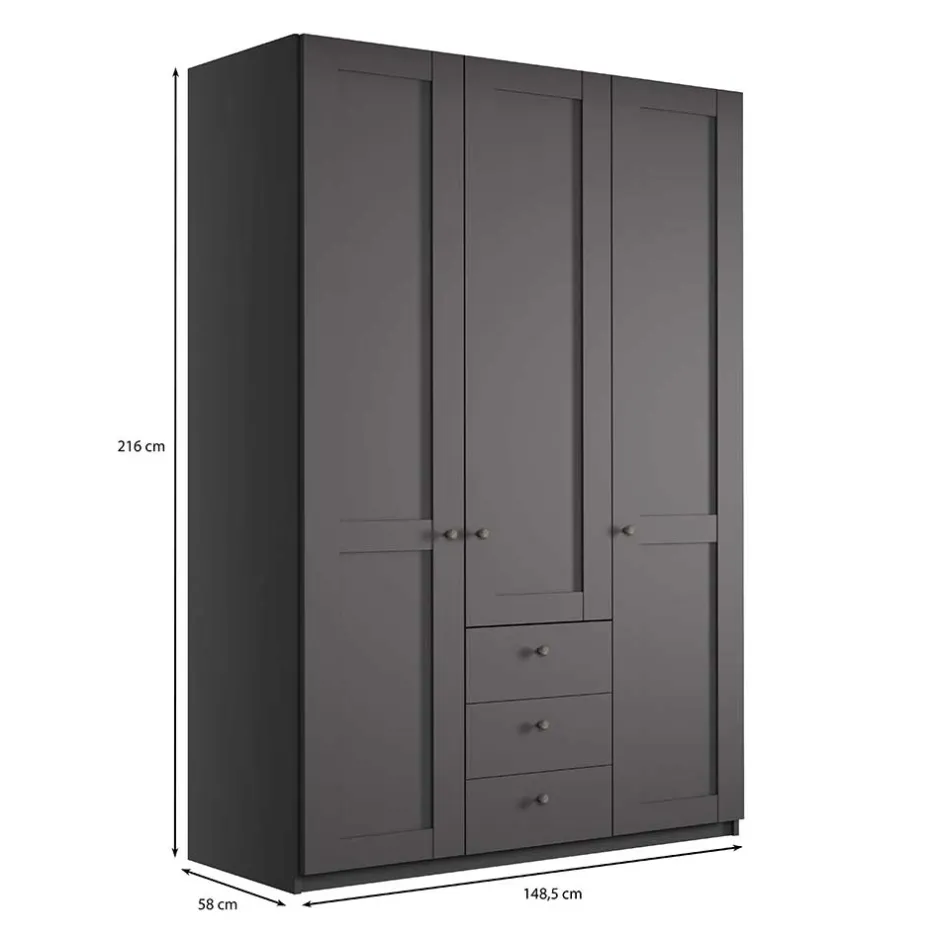 Schlafzimmer Schrank in Dunkelgrau - Mataram^Wohnen