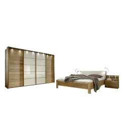 Wohnen Schlafzimmer Set Waruna mit Eiche Massivholz (vierteilig)