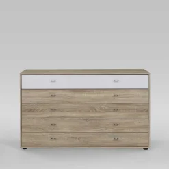 Schlafzimmer Sideboard Segradon in Eiche Sägerau Weiß^Wohnen Outlet