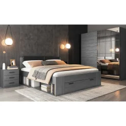 Schlafzimmereinrichtung in Eiche Grau - Carika (vierteilig)^Wohnen Discount