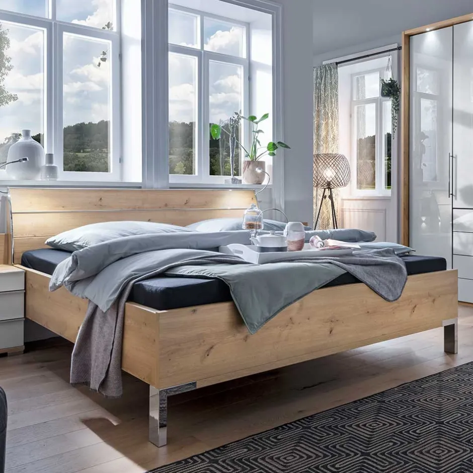 Wohnen Schlafzimmermöbel in Weiß & Eiche Bianco - Nuetran (vierteilig)