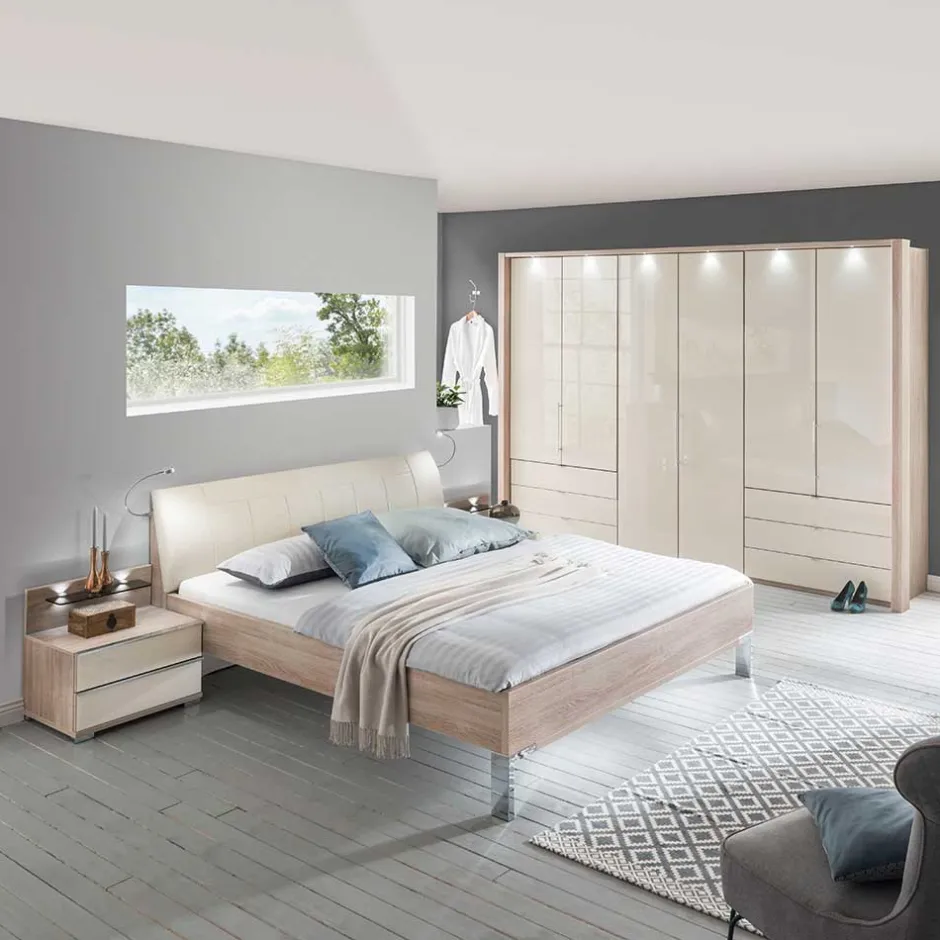 Wohnen Schlafzimmermöbel Set mit LED Licht - Rativian (vierteilig)