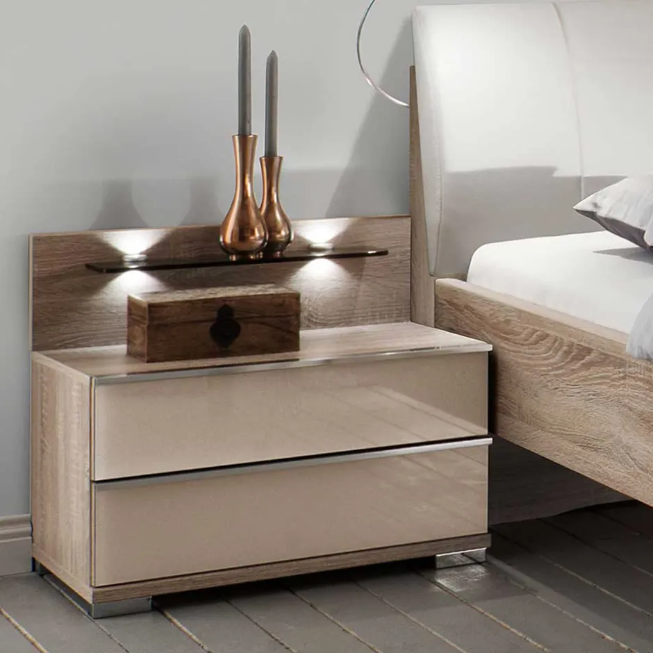 Wohnen Schlafzimmermöbel Set mit LED Licht - Rativian (vierteilig)