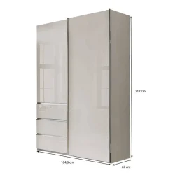 Wohnen Schlafzimmerschrank in Champagner Glasfront 165 cm - Dustins