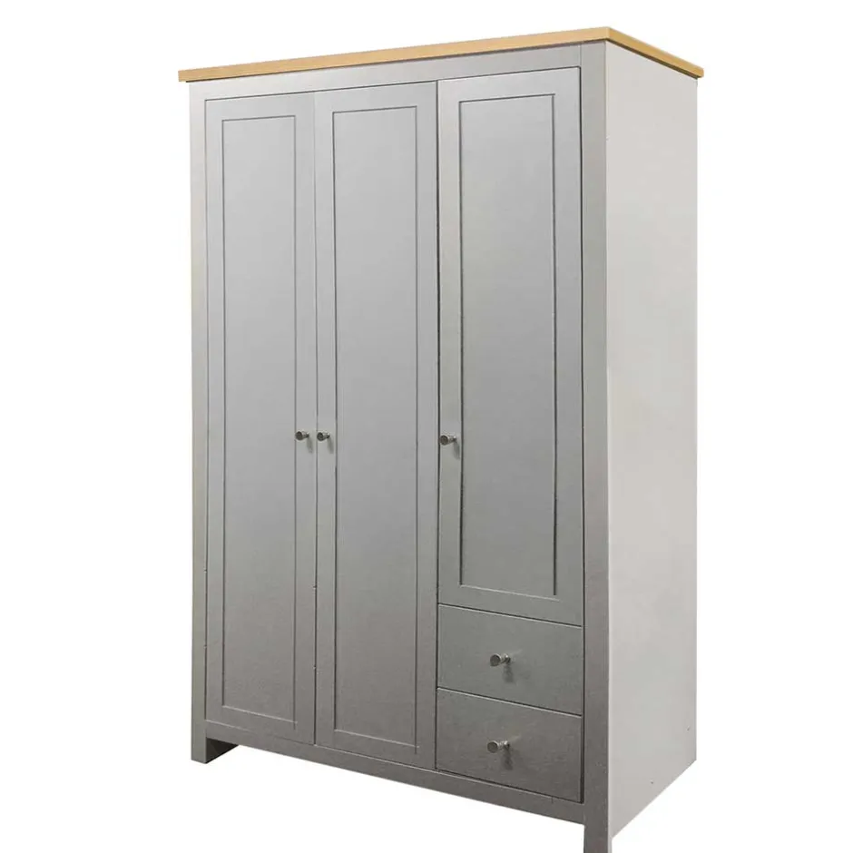 Schlafzimmerschrank in Grau & Eichefarben - Poliesti^Wohnen Discount