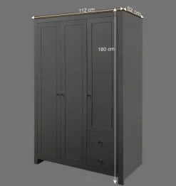 Schlafzimmerschrank in Grau & Eichefarben - Poliesti^Wohnen Discount