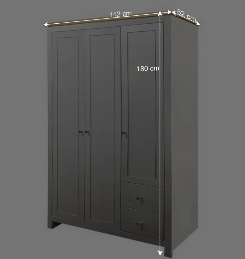 Schlafzimmerschrank in Grau & Eichefarben - Poliesti^Wohnen Discount