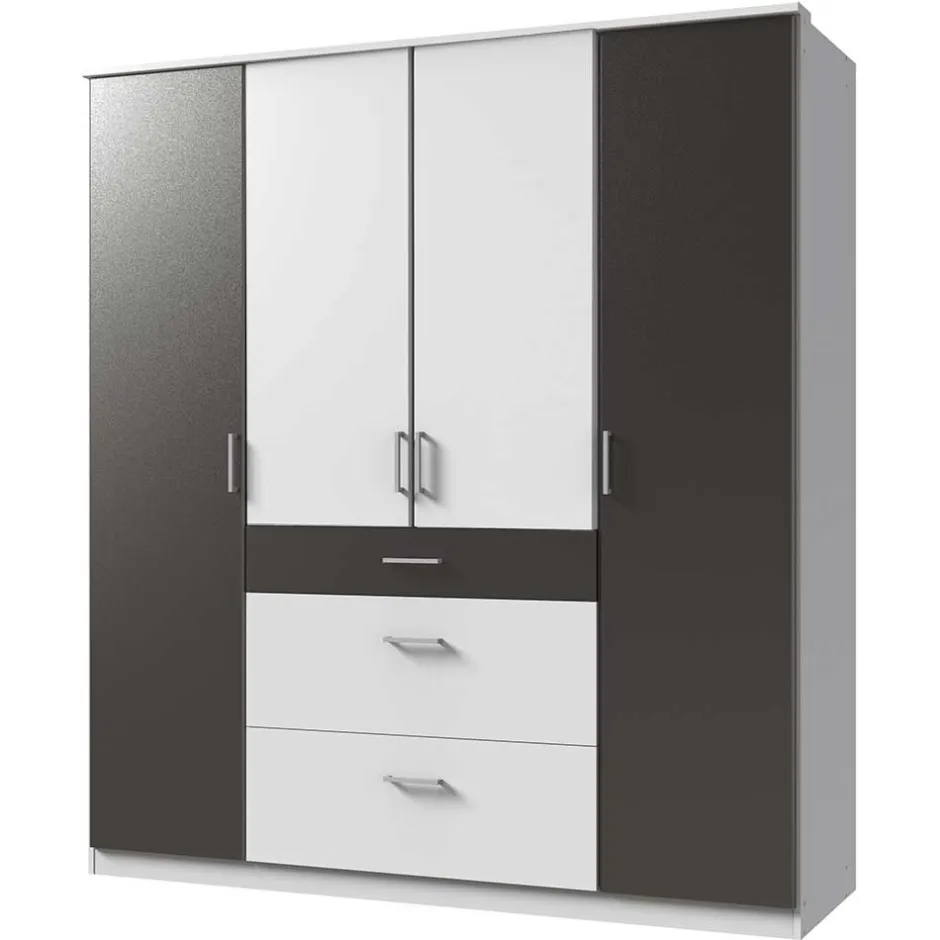 Wohnen Schlafzimmerschrank in Weiß und Dunkelgrau - Vanila