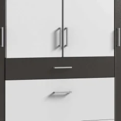 Wohnen Schlafzimmerschrank in Weiß und Dunkelgrau - Vanila