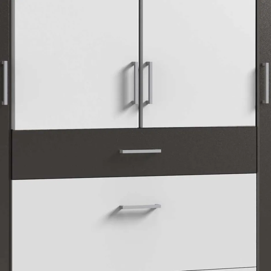 Wohnen Schlafzimmerschrank in Weiß und Dunkelgrau - Vanila