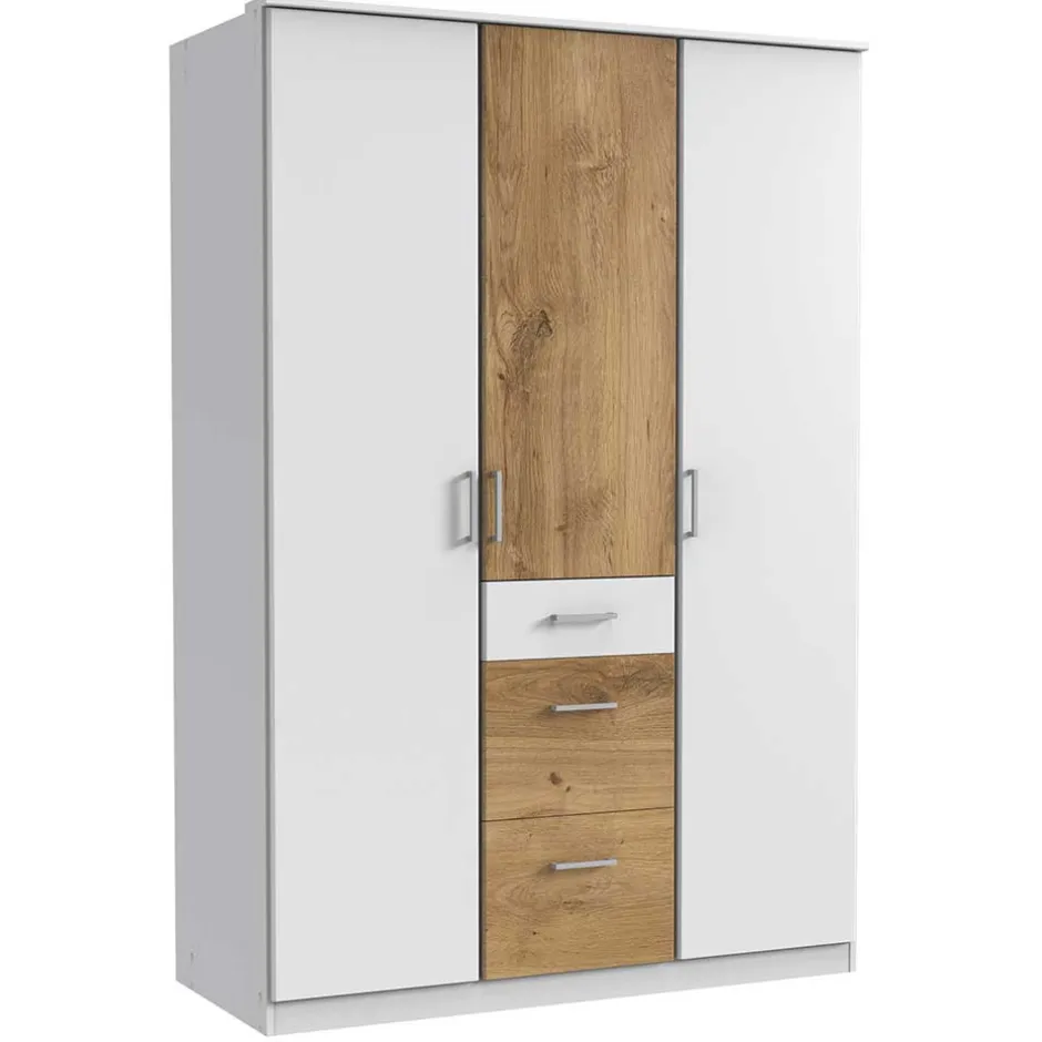 Wohnen Schlafzimmerschrank in Weiß & Plankeneiche Dekor - Calassina I