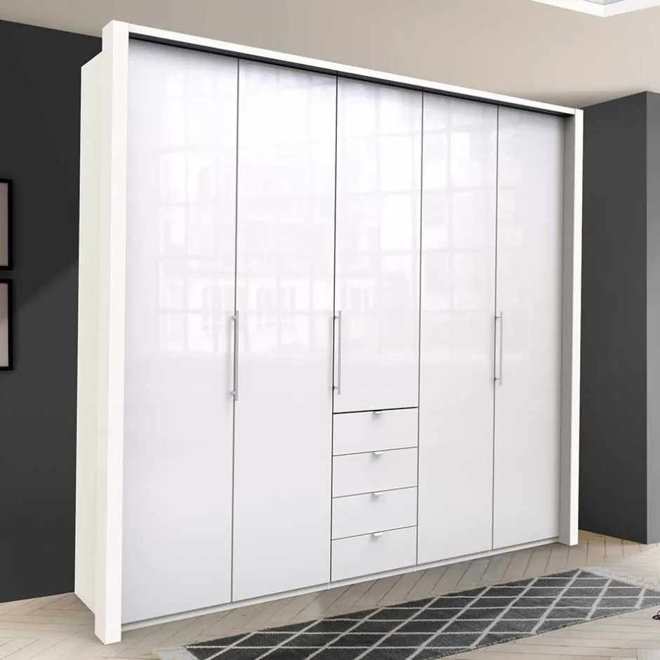 Schlafzimmer-Schrank in Weiß Glasfront - Dolienca^Wohnen