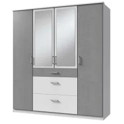 Schlafzimmerschrank in Weiß & Lichtgrau Betonoptik - Karimos^Wohnen Hot