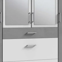 Schlafzimmerschrank in Weiß & Lichtgrau Betonoptik - Karimos^Wohnen Hot