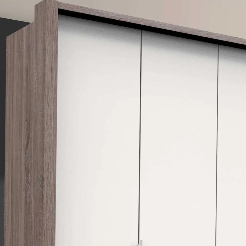 Schlafzimmerschrank in Weiß & Eiche dunkel - Tivierto^Wohnen Best