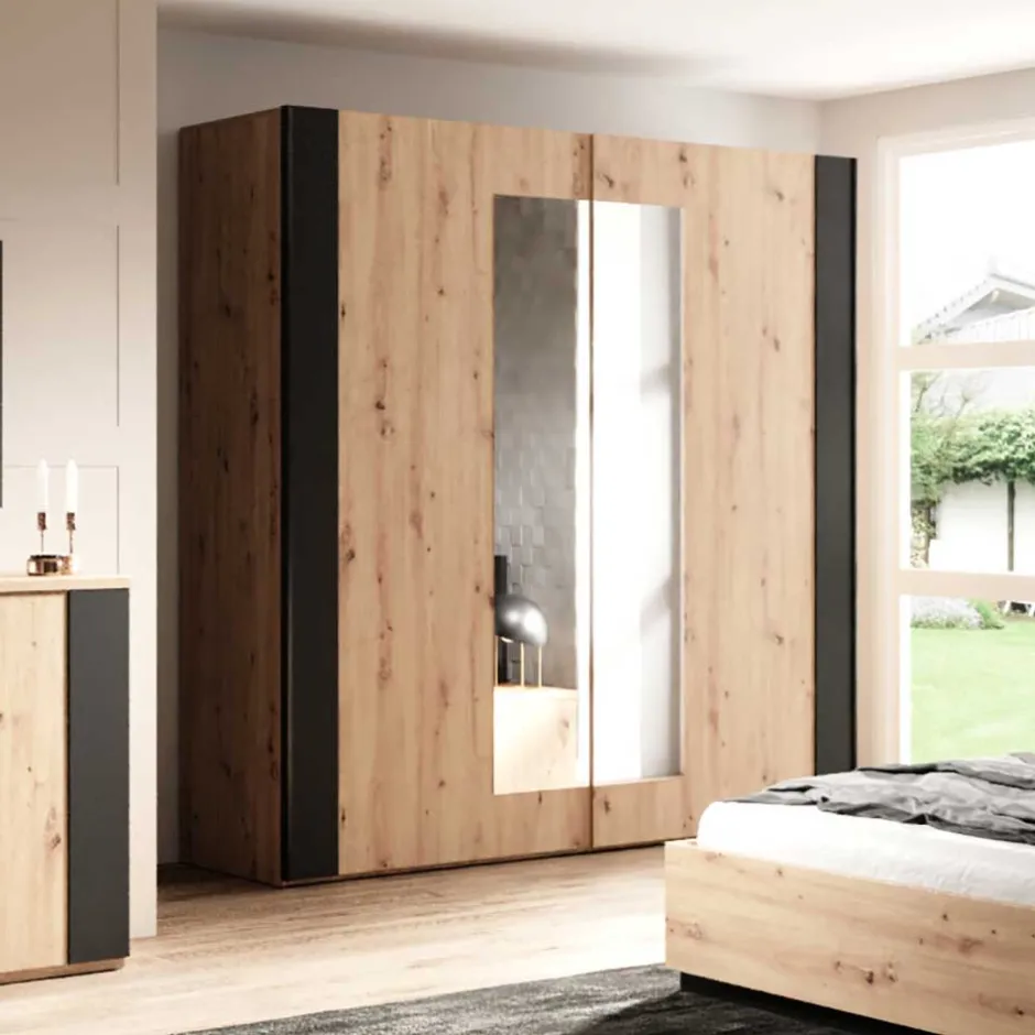 Schlafzimmerschrank in Wildeiche NB & Schwarz - Potsdam^Wohnen Online