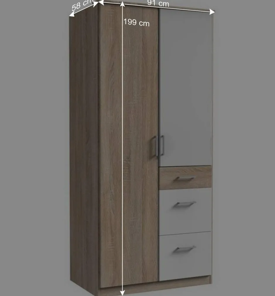 Schlafzimmerschrank mit drei Schubladen & zwei Türen - Coros^Wohnen Outlet