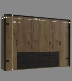 Wohnen Schlafzimmerschrank mit sechs Schubladen & Türen - Bram