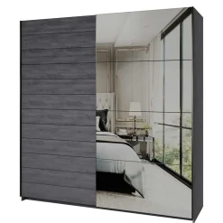 Schlafzimmerschrank mit Schwebetüren in Eiche Grau - Carika^Wohnen Outlet