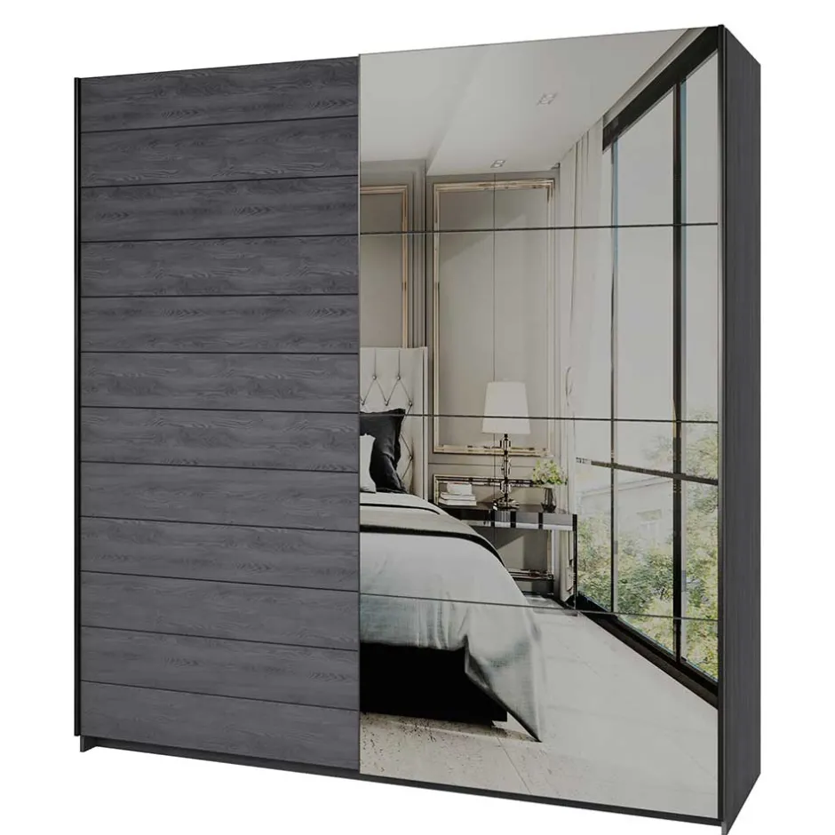 Schlafzimmerschrank mit Schwebetüren in Eiche Grau - Carika^Wohnen Outlet