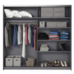 Schlafzimmerschrank mit Schwebetüren in Eiche Grau - Carika^Wohnen Outlet