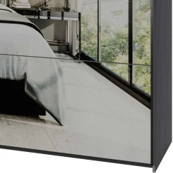 Schlafzimmerschrank mit Schwebetüren in Eiche Grau - Carika^Wohnen Outlet