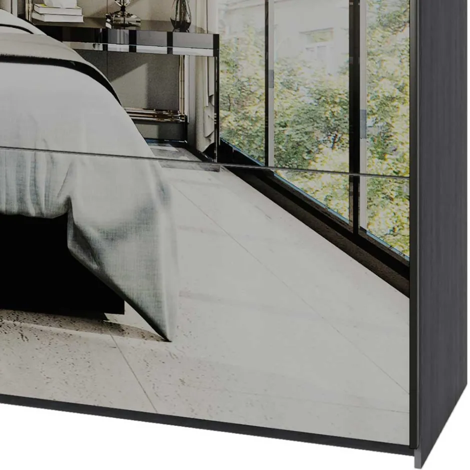 Schlafzimmerschrank mit Schwebetüren in Eiche Grau - Carika^Wohnen Outlet