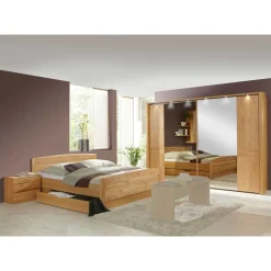 Schlafzimmer-Set Bordeaux aus Erle (vierteilig)^Wohnen Discount