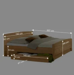 Schlafzimmer-Set Bordeaux aus Erle (vierteilig)^Wohnen Discount