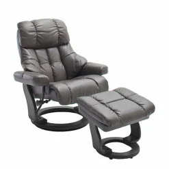 Wohnen Schlammfarbener Ledersessel mit Relaxfunktion Jandrus & Fußhocker (zweiteilig)