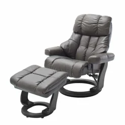 Wohnen Schlammfarbener Ledersessel mit Relaxfunktion Jandrus & Fußhocker (zweiteilig)