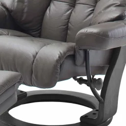 Wohnen Schlammfarbener Ledersessel mit Relaxfunktion Jandrus & Fußhocker (zweiteilig)