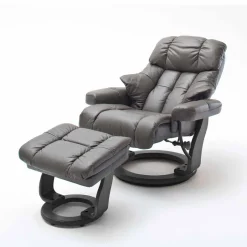 Wohnen Schlammfarbener Ledersessel mit Relaxfunktion Jandrus & Fußhocker (zweiteilig)