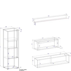 Wohnen Schlicht-moderne Wohnwand Möbel - Ahilav (vierteilig)