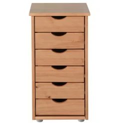 Schmale Kiefernholz Kommode mit sechs Schubladen - Calpano^Wohnen Clearance