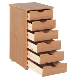 Schmale Kiefernholz Kommode mit sechs Schubladen - Calpano^Wohnen Clearance