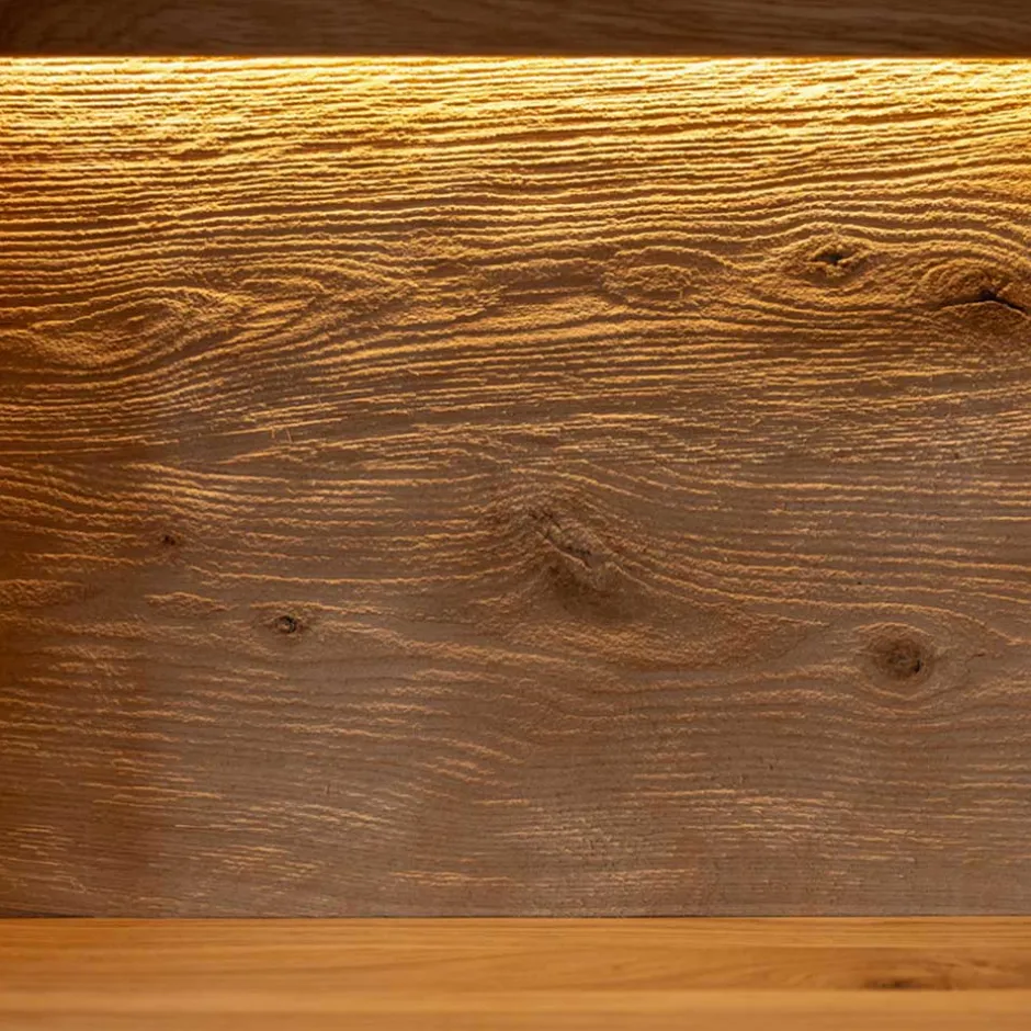 Wohnen Schmale Massivholz Vitrine mit LED Beleuchtung - Eribella