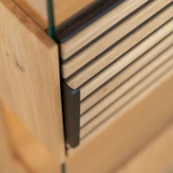 Wohnen Schmale Massivholz Vitrine mit LED Beleuchtung - Eribella