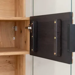 Wohnen Schmale Massivholz Vitrine mit LED Beleuchtung - Eribella