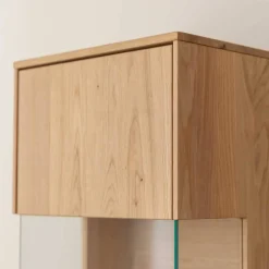 Wohnen Schmale Massivholz Vitrine mit LED Beleuchtung - Eribella