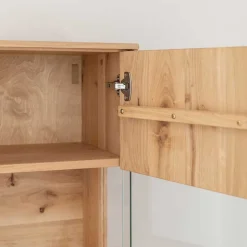 Wohnen Schmale Massivholz Vitrine mit LED Beleuchtung - Eribella