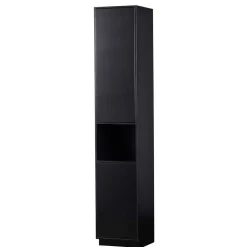 Wohnen Schmaler Hochschrank in Schwarz Kiefernholz teilmassiv - Niwidus